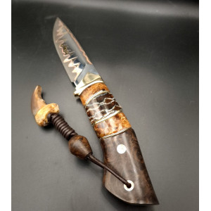 БУРШТИНОВИЙ КІГОТЬ, ніж ручної роботи ПАВЛА ГОНЧАРЕНКА, сталь - к110™  в ламінаті з нержавіючої сталі 440С через макуме-гане, 61 HRC. Photo 3